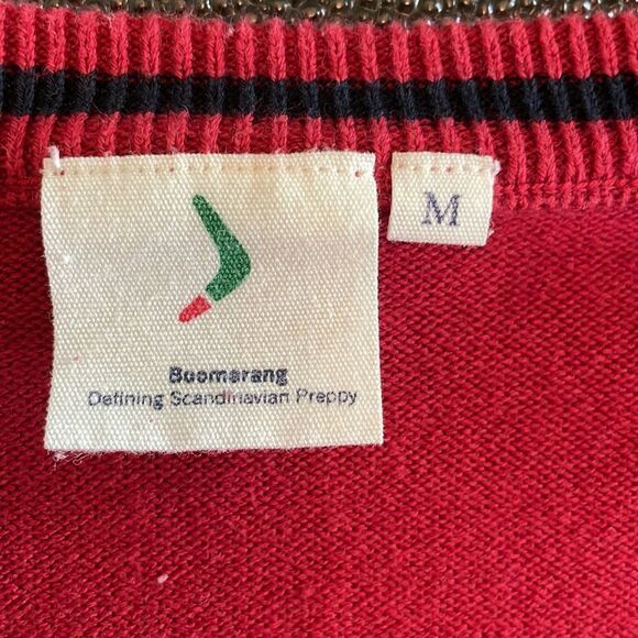 Boomerang Pullover sweater V-neck red size Medium - Picture 3 of 8